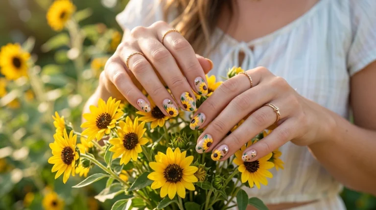 25+ Sunflower Nails That Bring Instant Summer Cheer