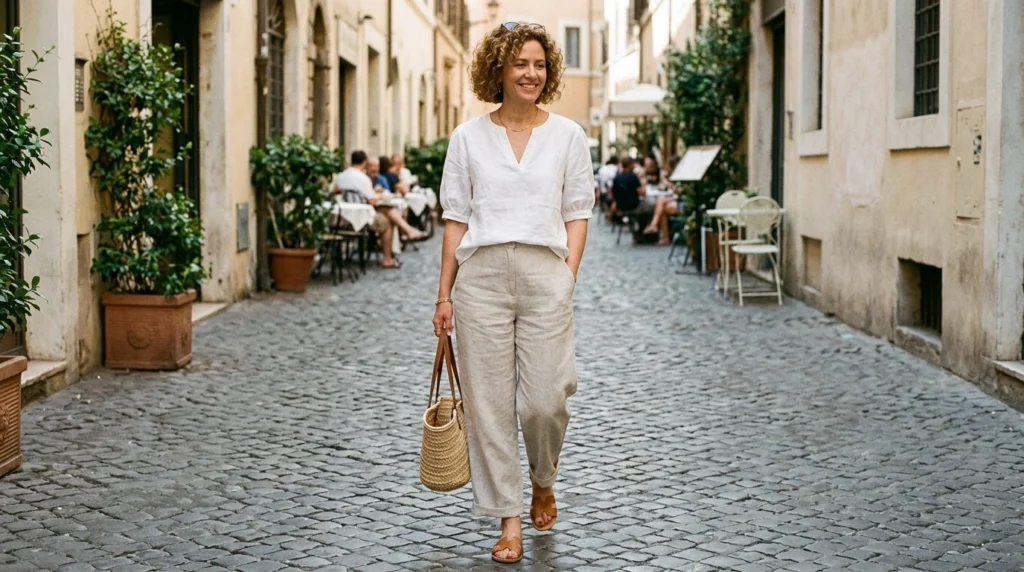  Linen Pants with Simple Top
