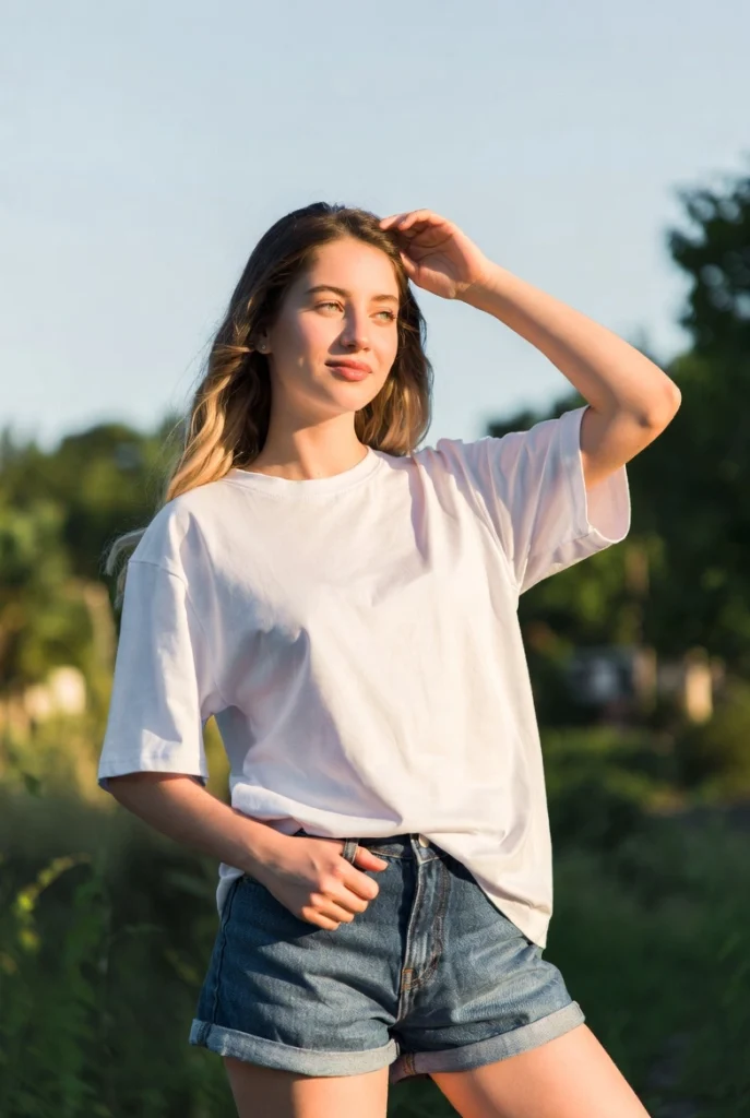 2. T Shirt and Denim Shorts