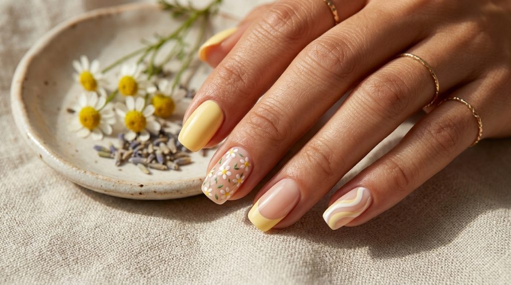  Pastel Yellow Mix and Match Nails
