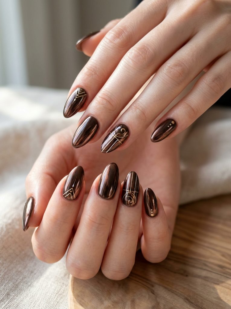 Deep Espresso Brown Nails-File vibe