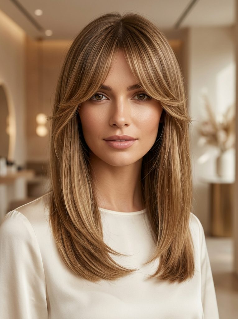 Curtain bangs haircut for straight hair