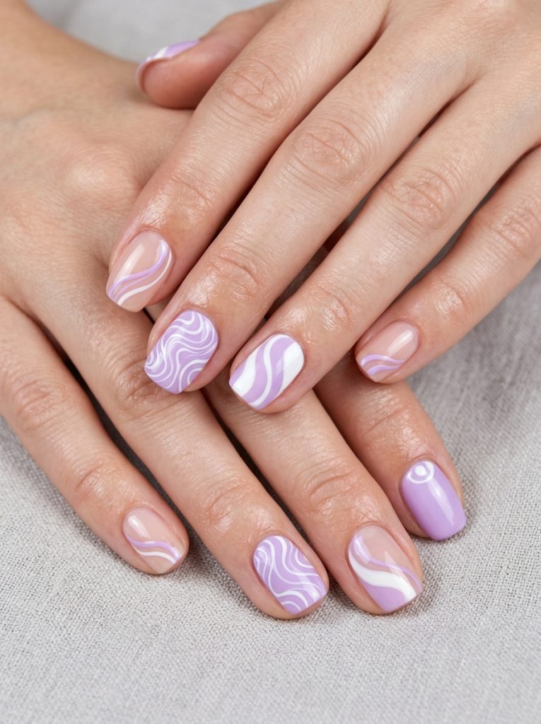 Lilac Swirl Nail Art-Fille Vibe