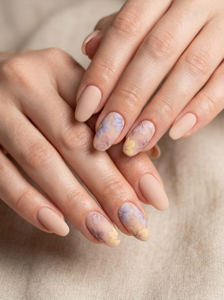 Matte Floral Accent Nails-Fille Vibe