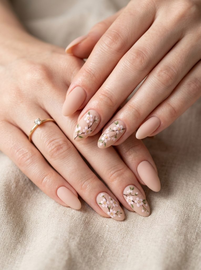 Matte Nude with Hand Painted Blossoms-Fille Vibe