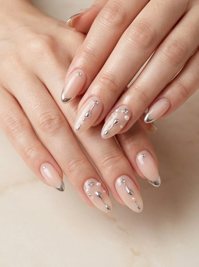 Minimal Chrome Accent Nails-Fille vibe