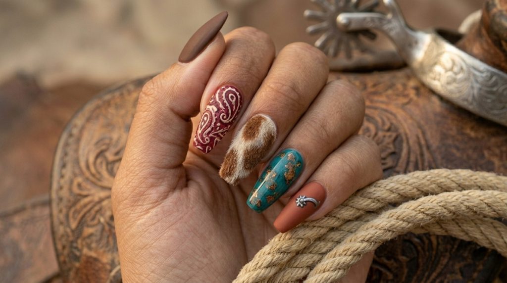 Matte and Gloss Rodeo Nails