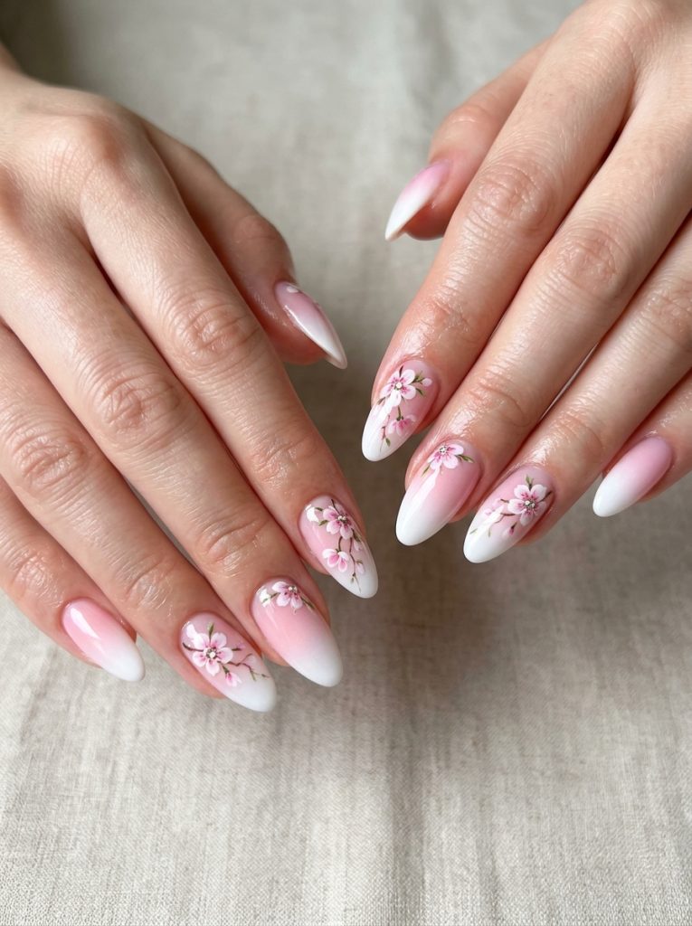 Ombre Pink to White with Blossom Details-Fille Vibe