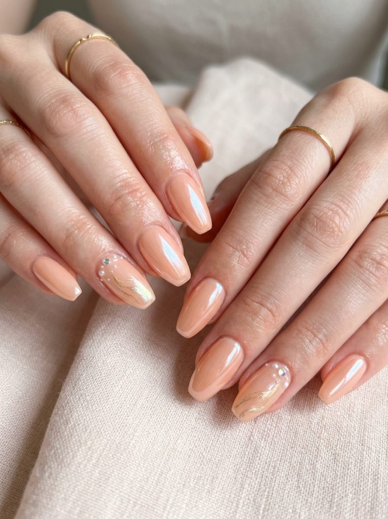 Peach Chrome Glow Nails-Fille Vibe