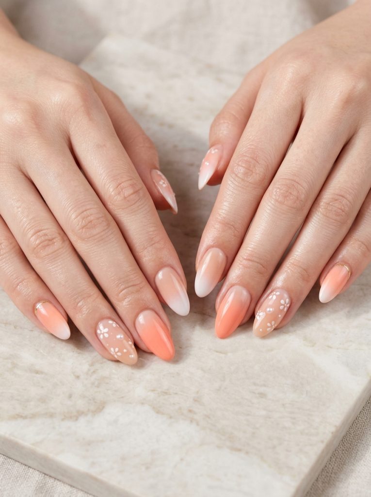 Peach Ombre Nails-File Vibe