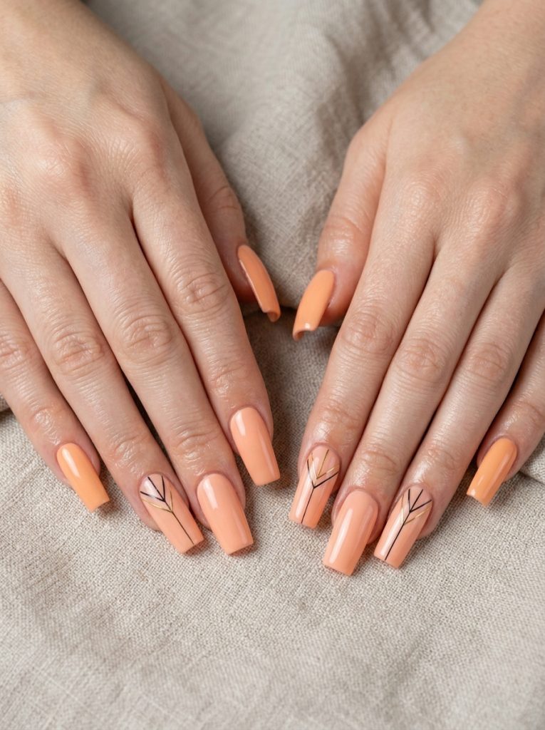 Peach Square Nails with Clean Edges-Fille Vibe