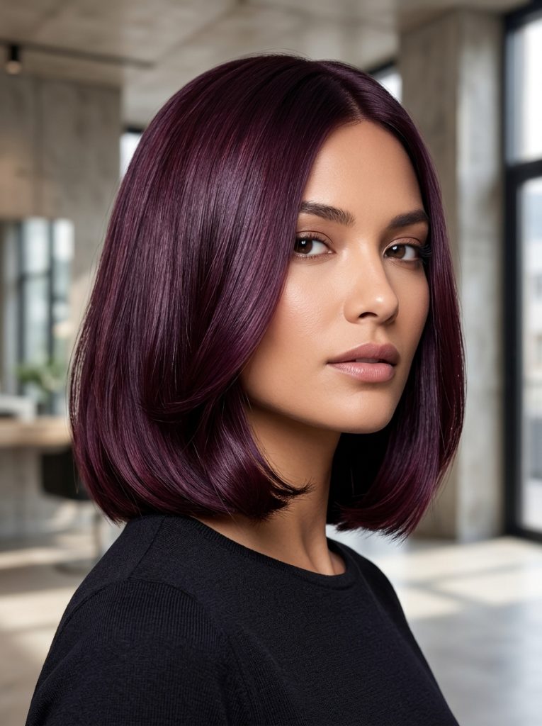 Plum Velvet Burgundy Bob-Fille Vibe
