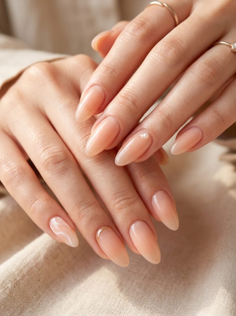 Soft Milky Peach Nails-Fille Vibe