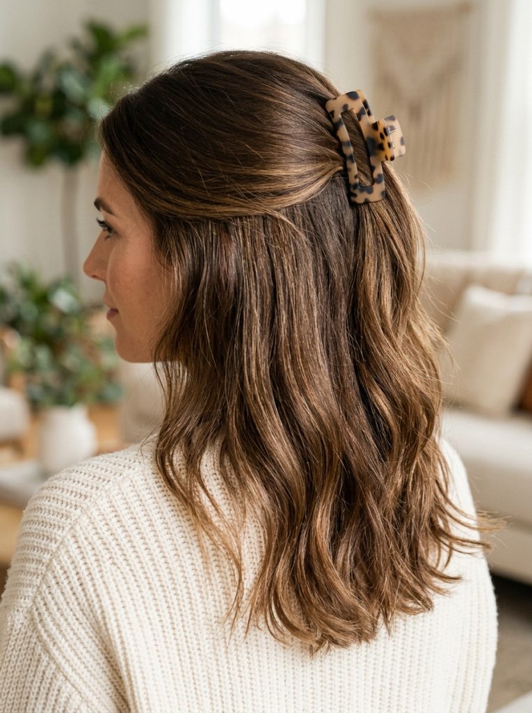 The Half Up Clip Style That Feels Trendy Again-Fille Vibe