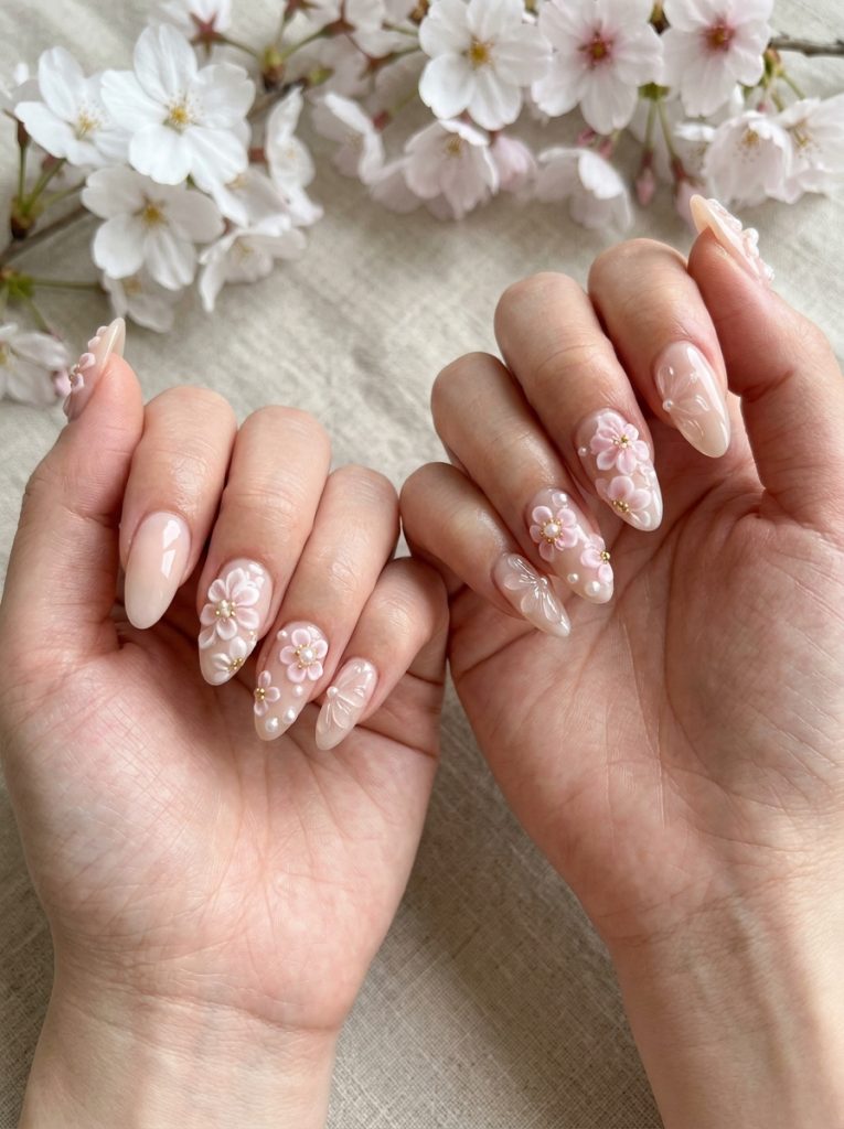 3D Floral Nails-Fille vibe