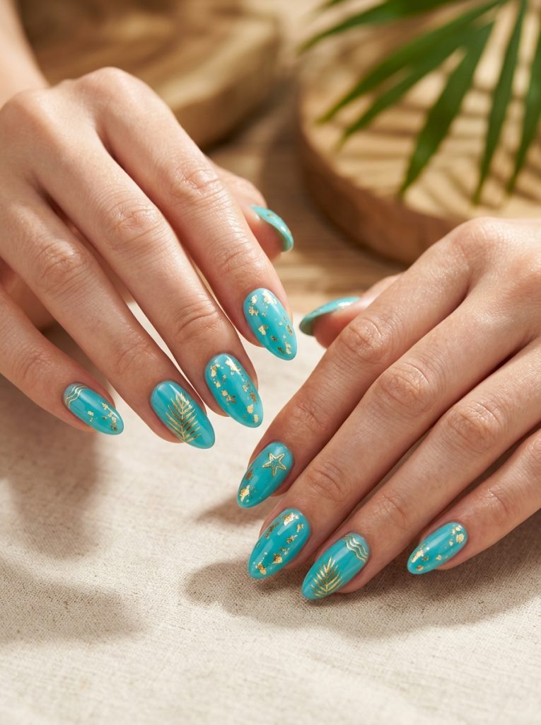 Baby Blue with Gold Cuticle Detail-Fille vibe