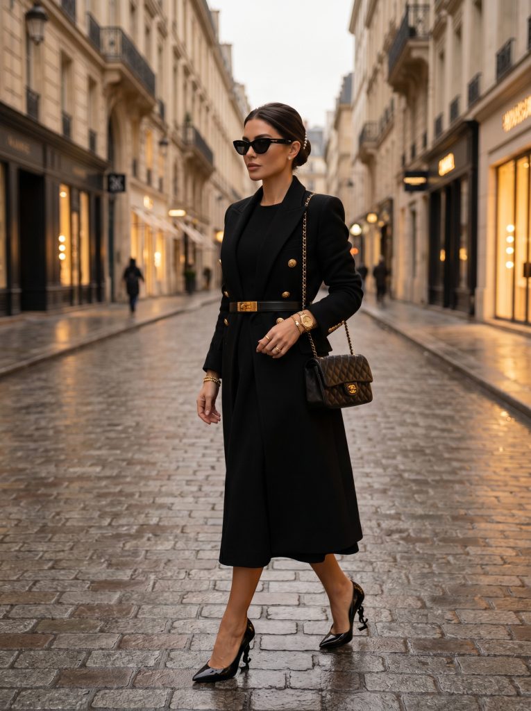 Black and Gold Evening Winter Look-Fille vibe
