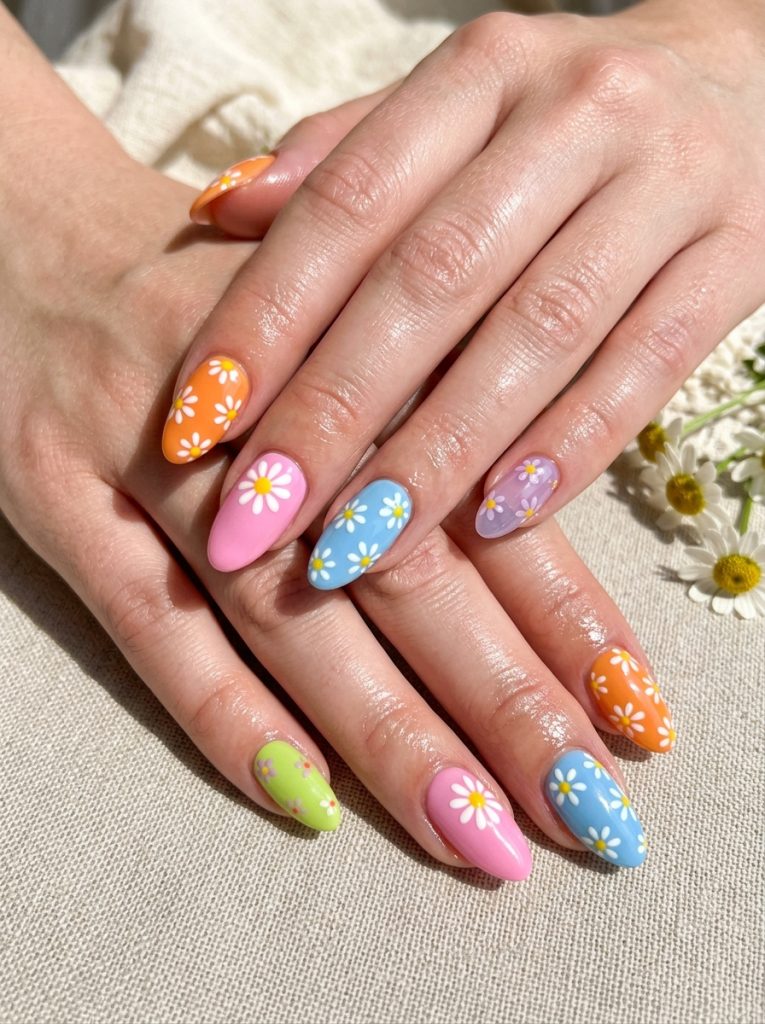 Bright Daisy Nails Fille vibe