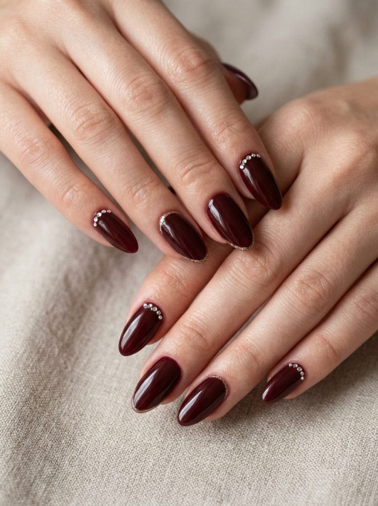 Dark Maroon with Tiny Rhinestones-Fille vibe