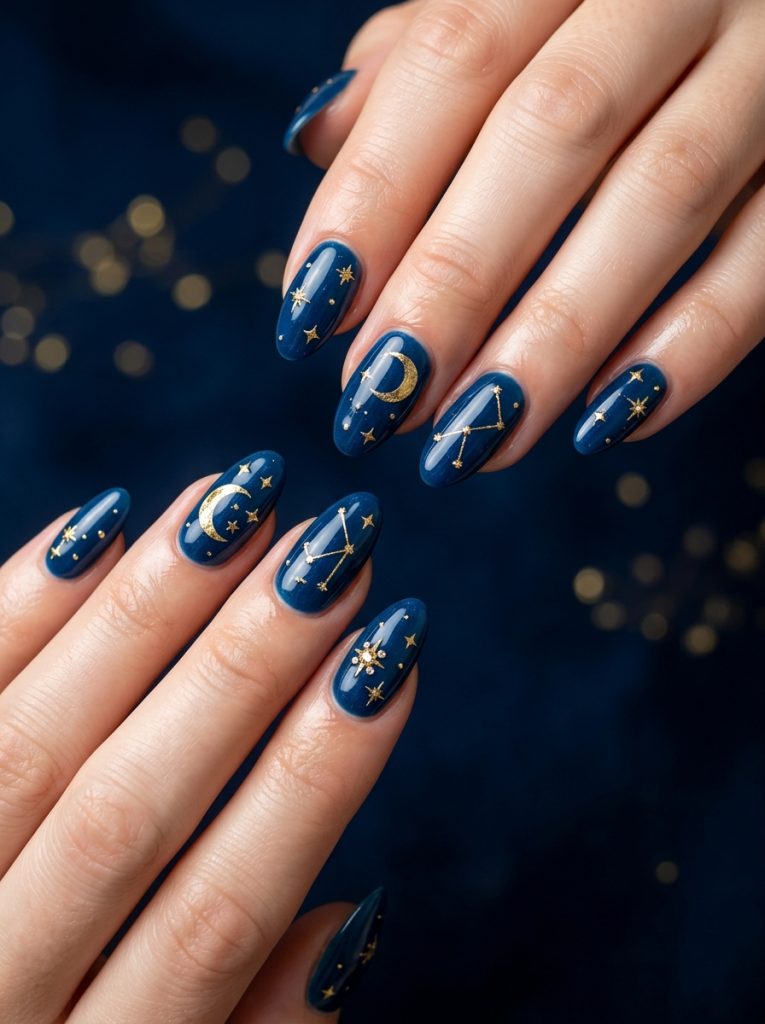 Deep Ocean Blue with Gold Stars-Fille vibe
