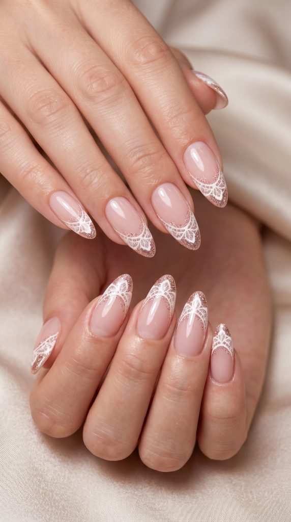 Glitter Lace French Tips-Fille vibe