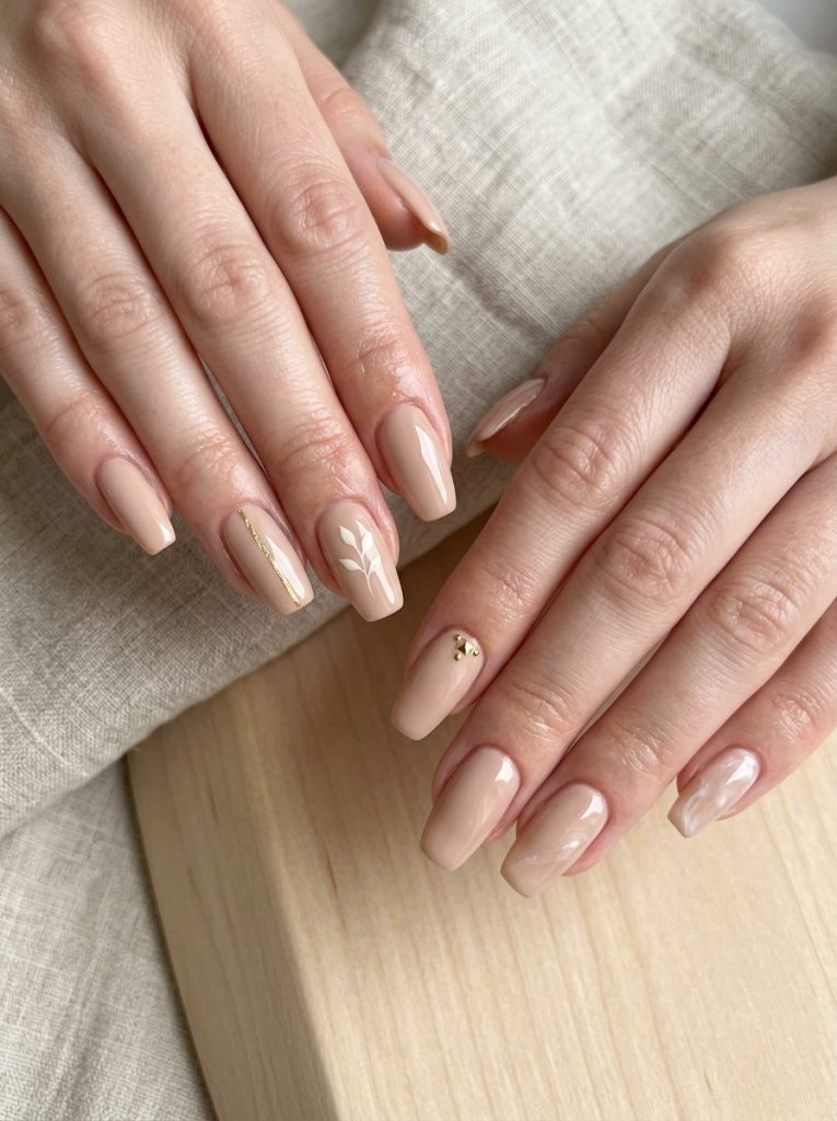 Light Beige Neutral Nails-Fille vibe