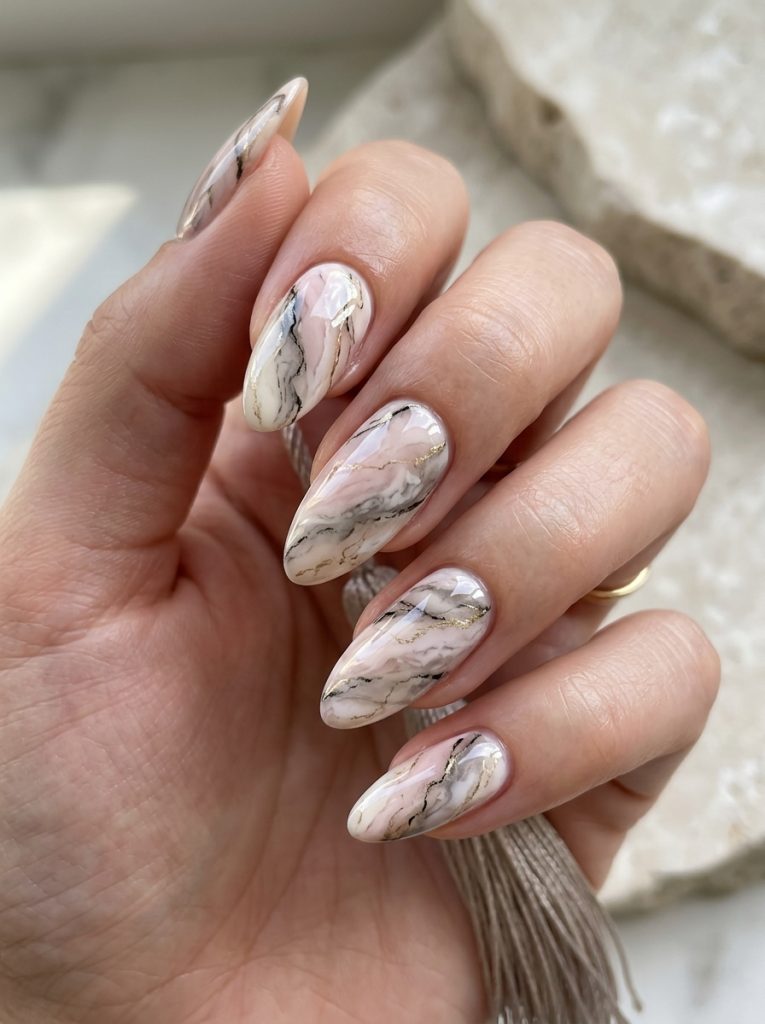 Marble Effect Nails-Fille vibe