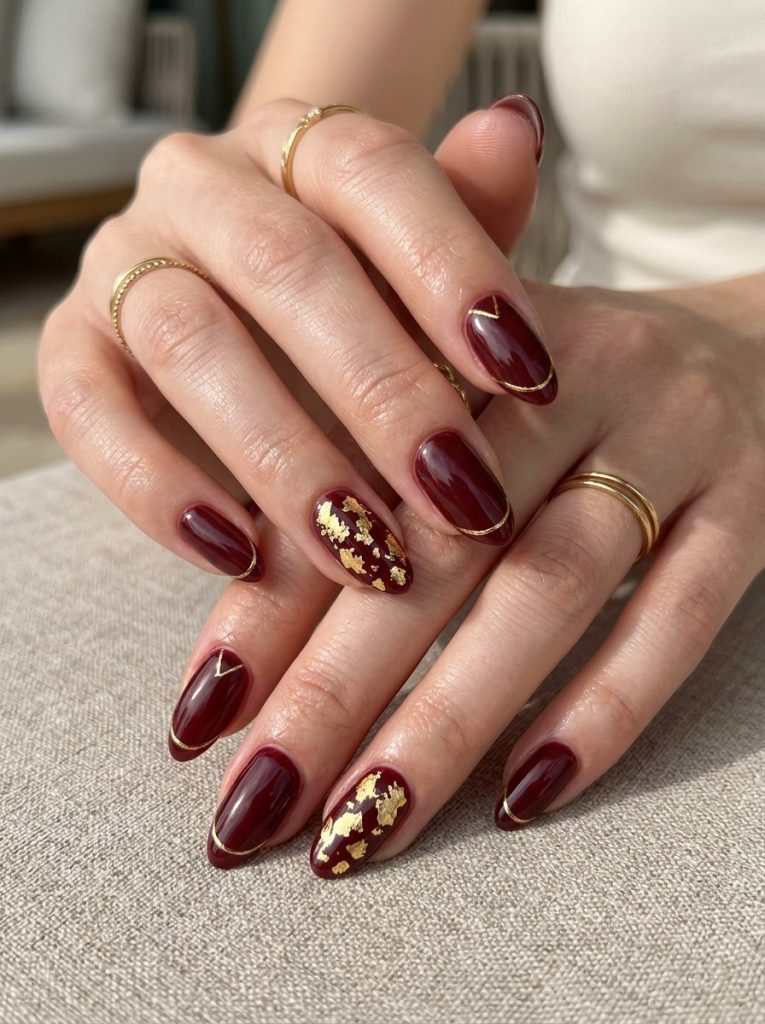 Maroon and Gold Foil Accents-Fille vibe