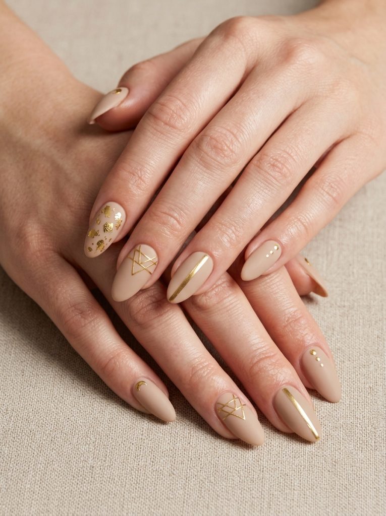 Matte Beige with Glossy Gold Details-Fille vibe