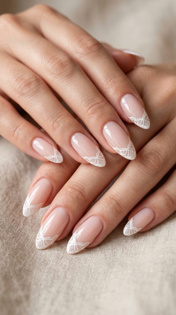 Milky Pink Lace French Tips-Fille vibe