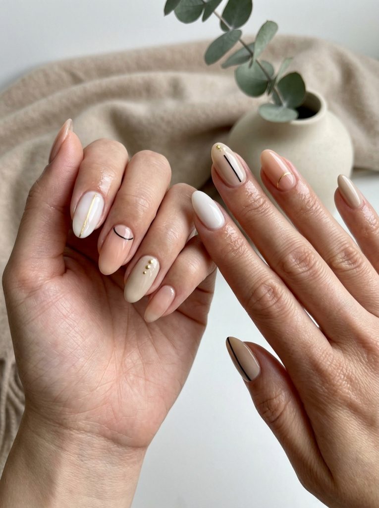 Minimal Line Accent Nails-Fille Vibe