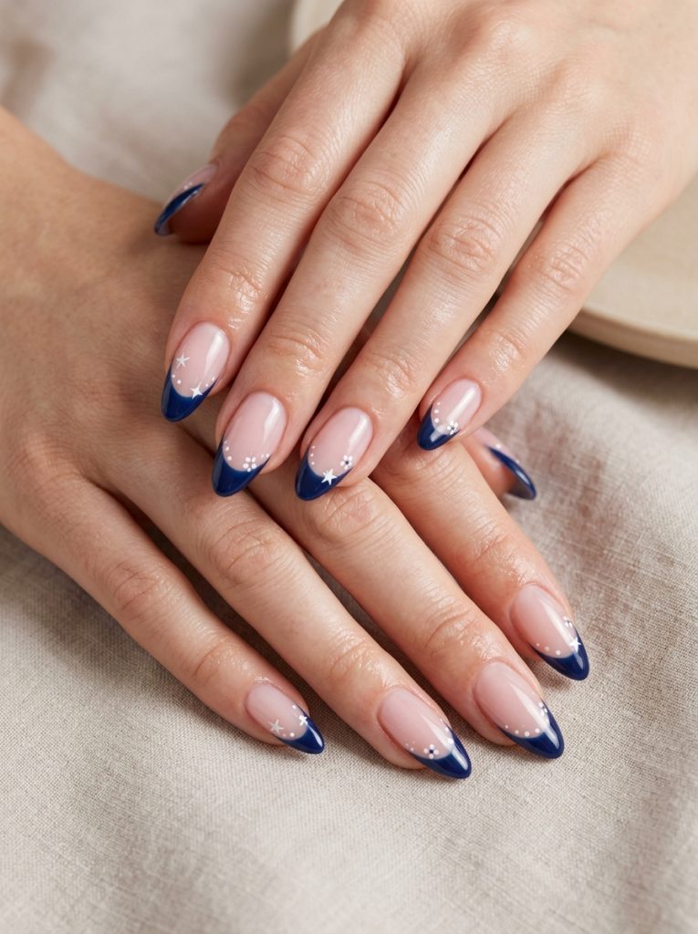 Navy Blue French Tips-Fille vibe
