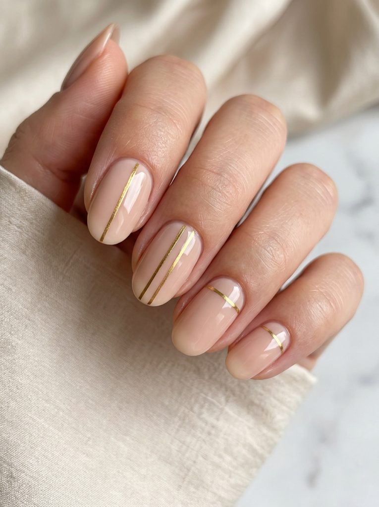 Nude with thin gld stripes-Fille vibe