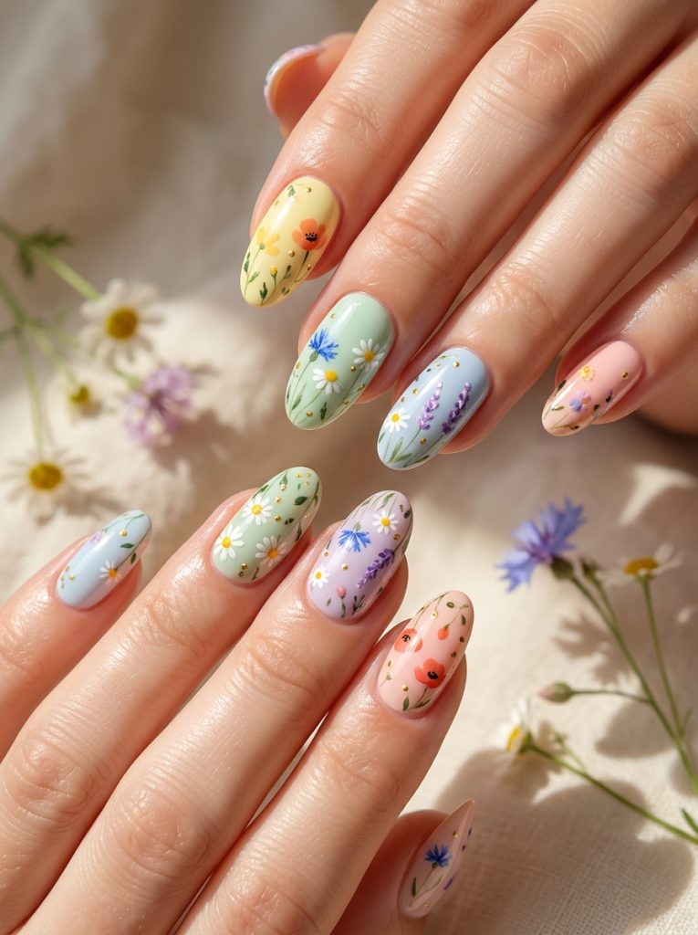 Pastel Wildflower Nails-Fille vibe