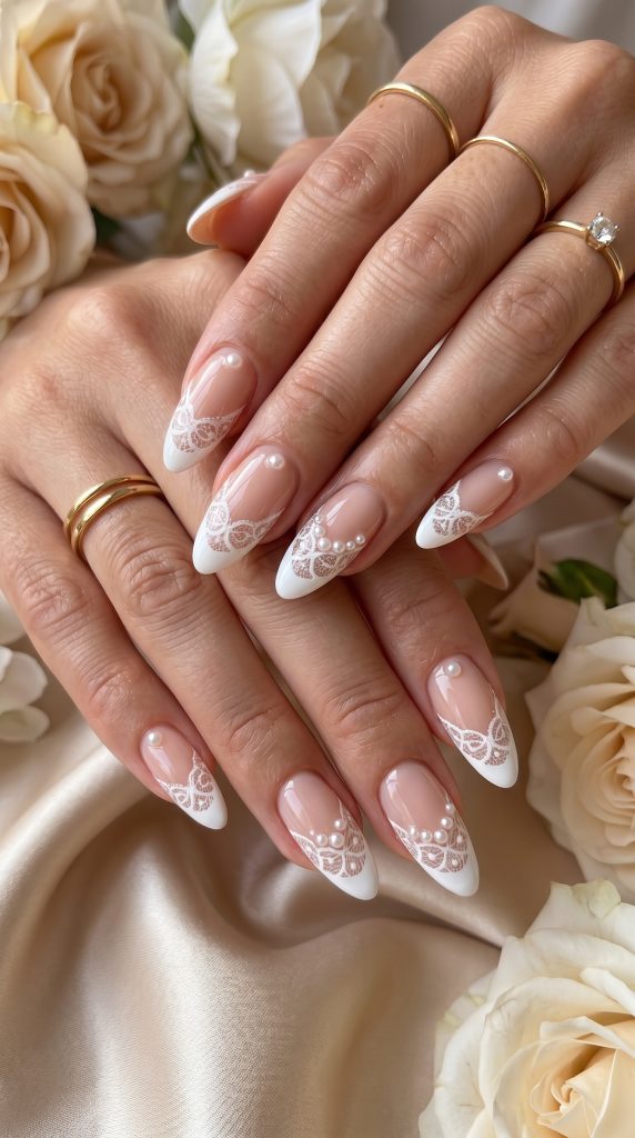 Pearl Accent Lace French Tips-Fille vibe