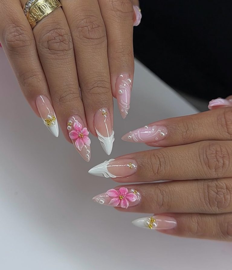 5 3D Pink Floral Nails You Need to Try This Summer