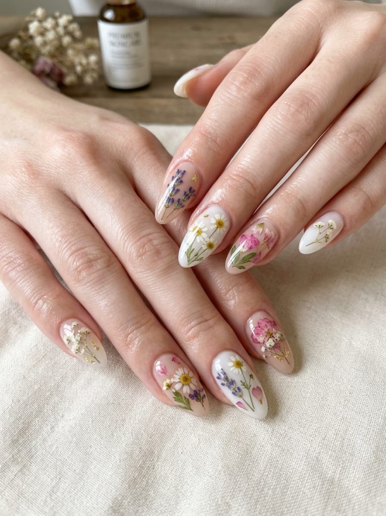 Pressed Flower Nails-Fille vibe