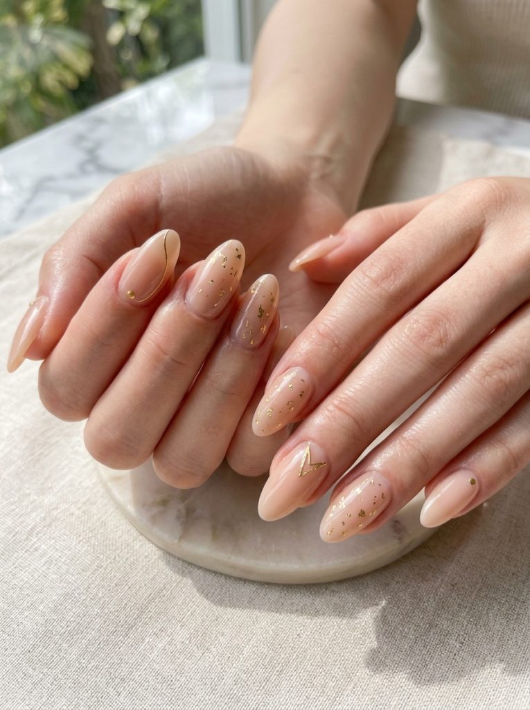 Sheer Nude with Gold Foil Flakes-Fille Vibe