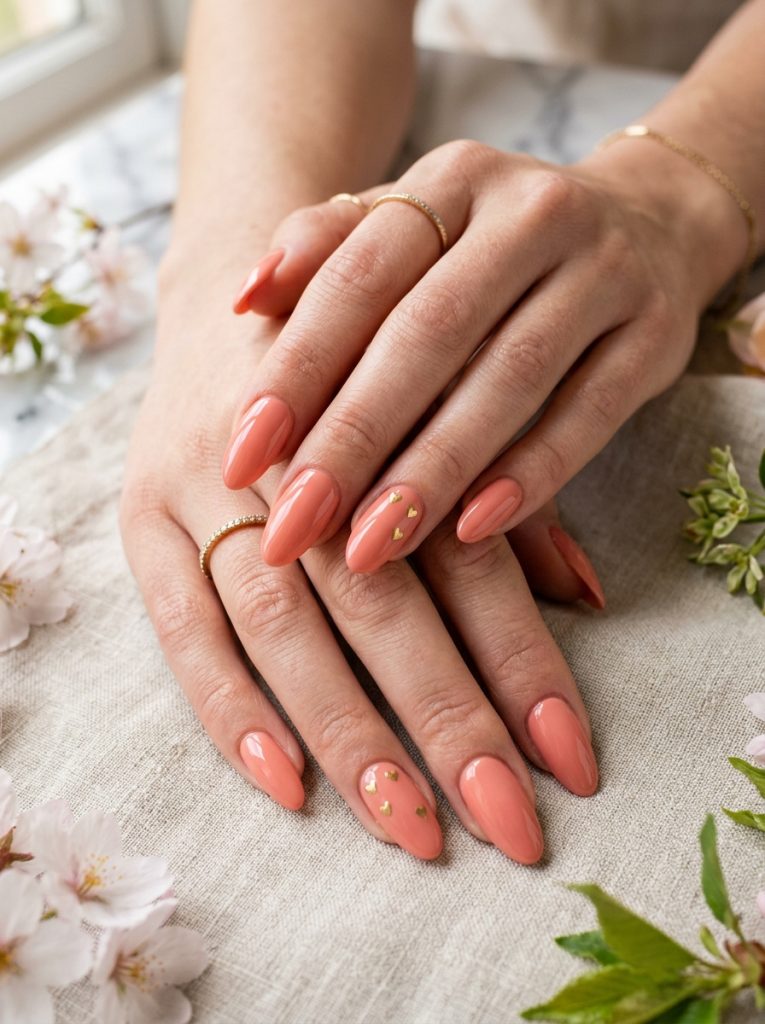 Soft Coral with Tiny Heart Accents-Fille vibe