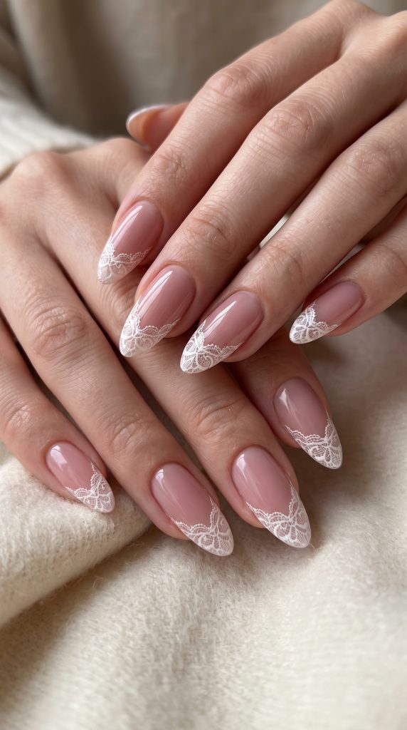 Soft Pink Lace French Tips-Fille vibe