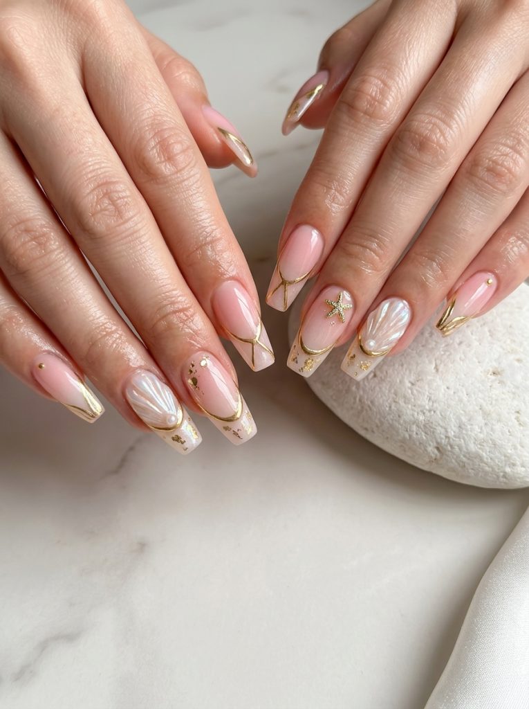 Soft Pink Ombre with Gold Tips-Fiille vibe