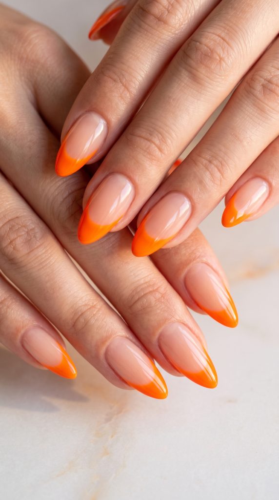Bright Orange French Tips-Fille vibe
