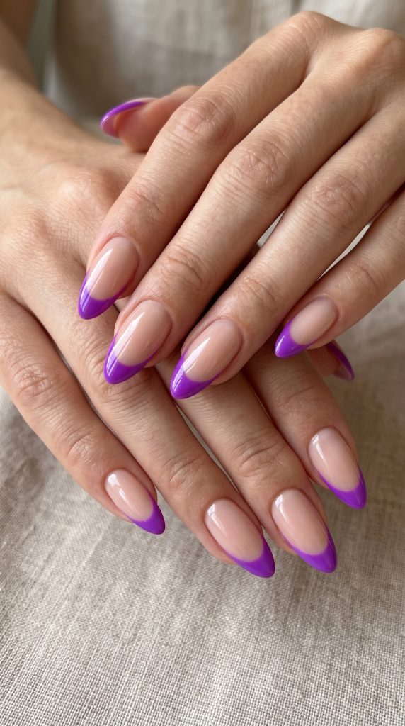 Bright Purple French Tips-Fille vibe