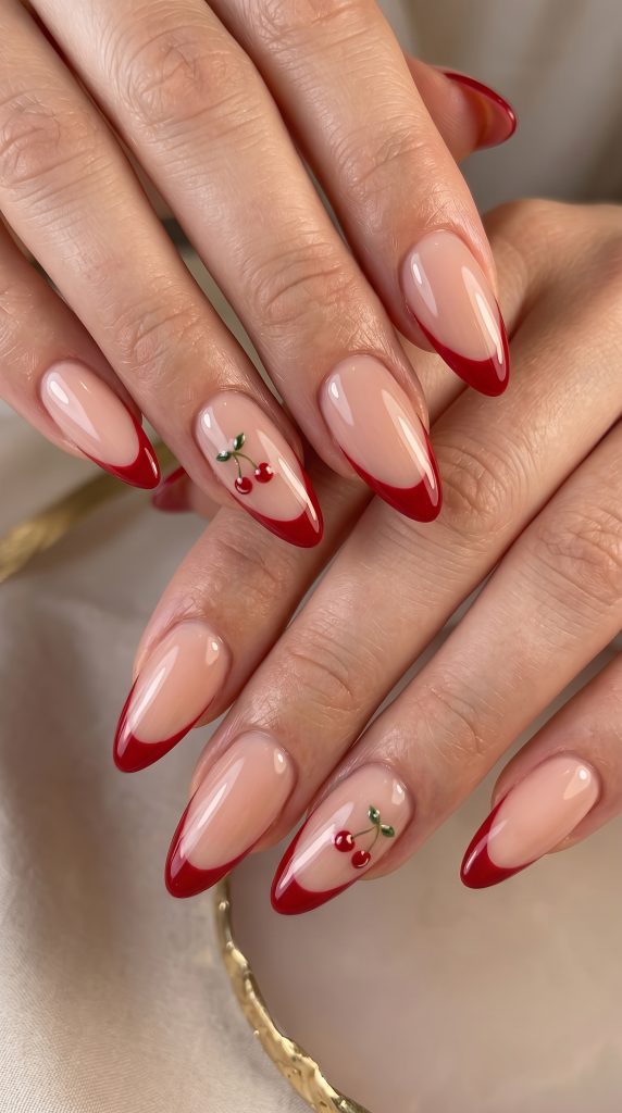 Cherry Red French Tips-Fille vibe