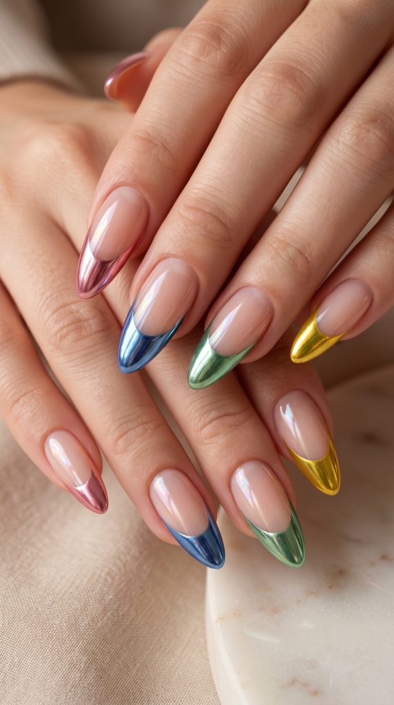 Chrome Colorful French Tips-Fille vibe
