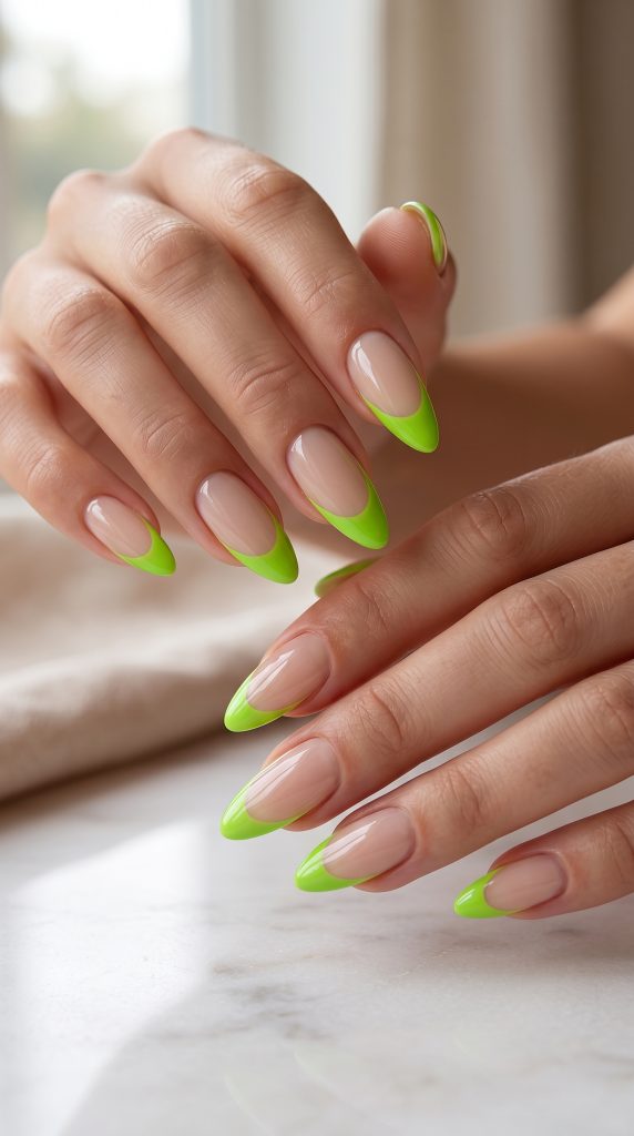 Lime Green French Tips-Fille vibe