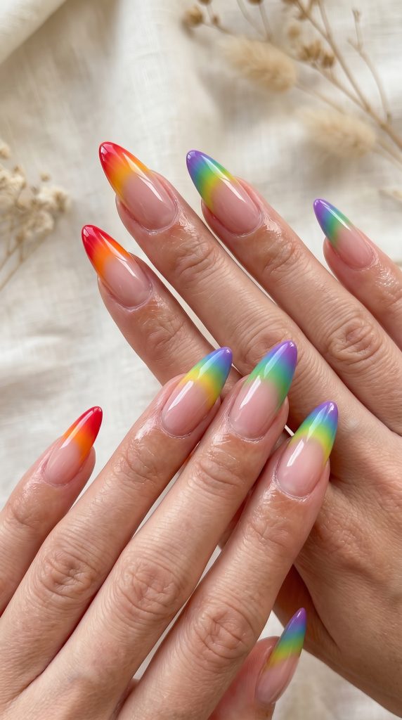 Rainbow Ombre French Tips-Fille vibe
