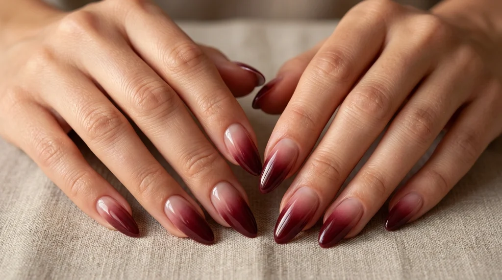Burgundy_ombre_nail_design_Fille vibe
