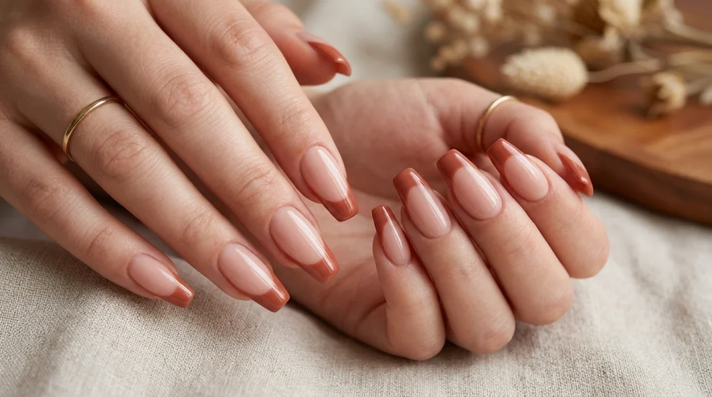 Burnt Orange French Tips-Fille vibe