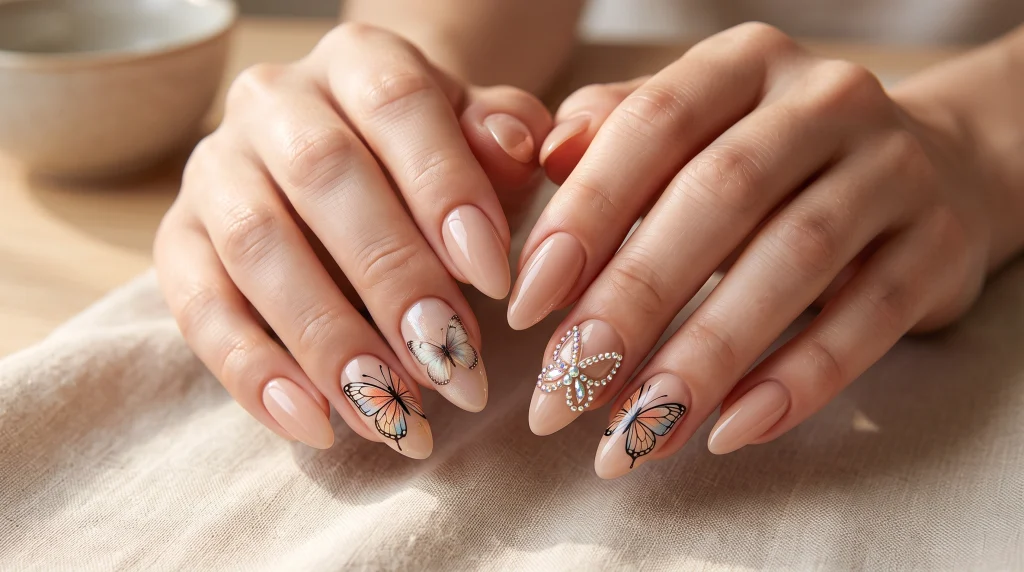 Butterfly_accent_nails_design_Fille vibe